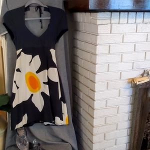 Free People Mixed Media Silk & Jersey Open Back Dress